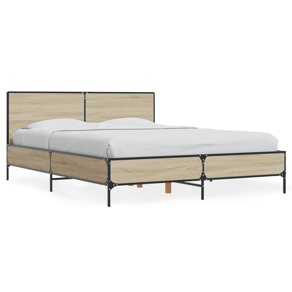 Sengeramme sonoma eik 135x190 cm konstruert tre og metall