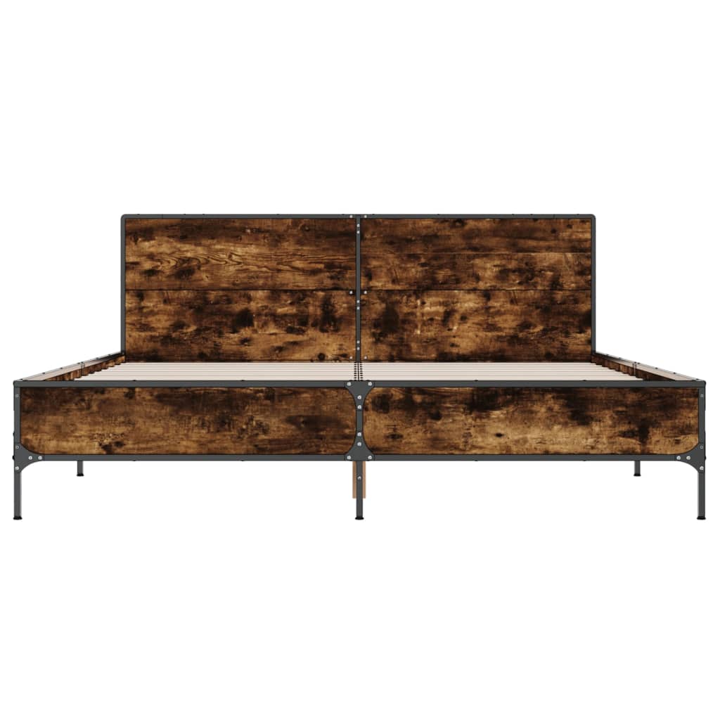 Sengeramme røkt eik 135x190 cm konstruert tre og metall