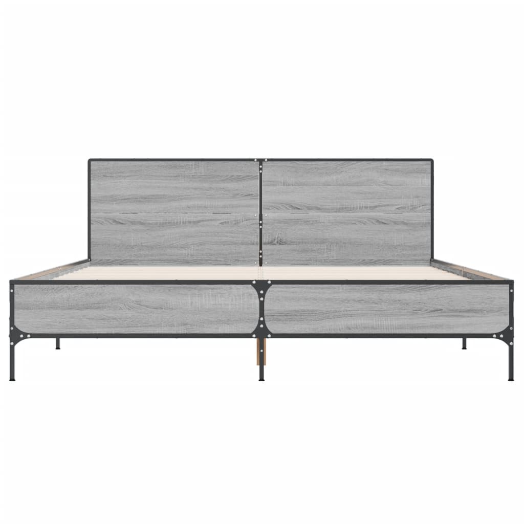 Sengeramme grå sonoma 135x190 cm konstruert tre og metall