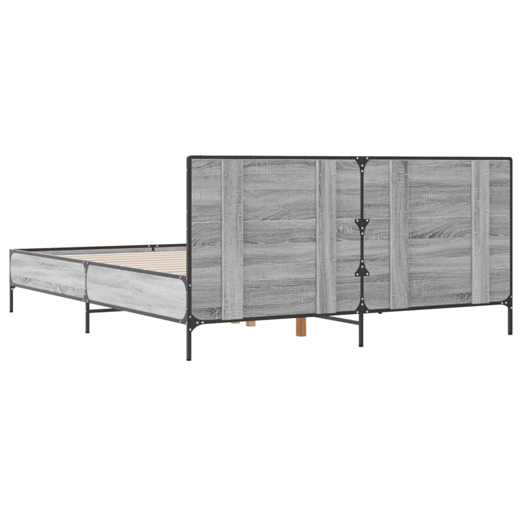 Sengeramme grå sonoma 135x190 cm konstruert tre og metall