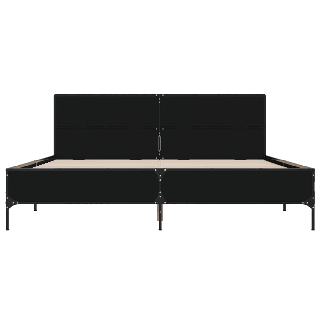 Sengeramme svart 140x190 cm konstruert tre og metall