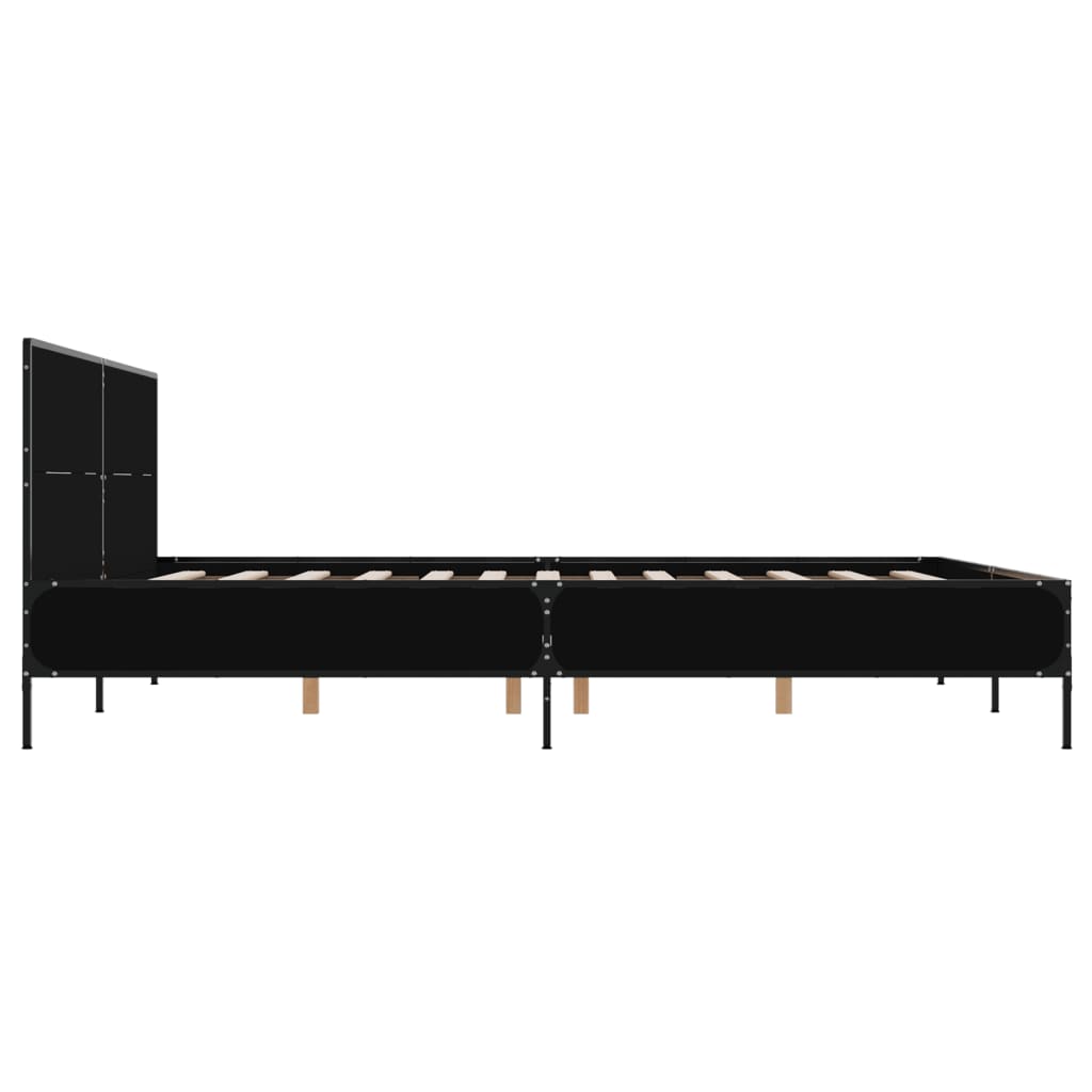 Sengeramme svart 140x190 cm konstruert tre og metall