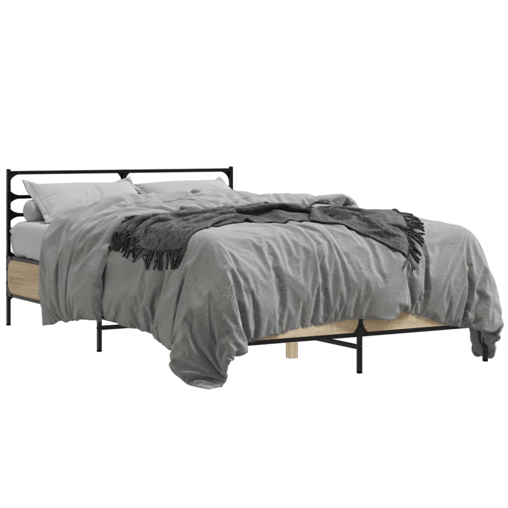Sengeramme sonoma eik 120x200 cm konstruert tre og metall