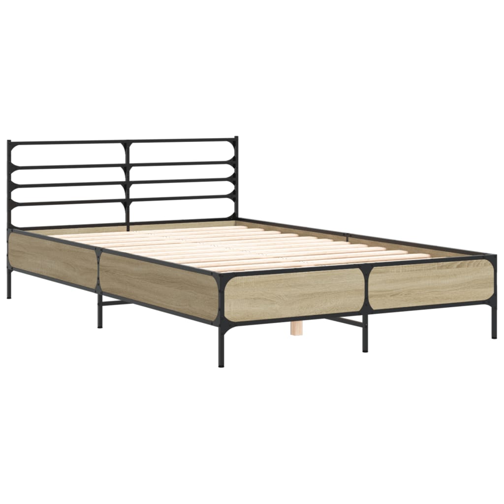 Sengeramme sonoma eik 120x200 cm konstruert tre og metall