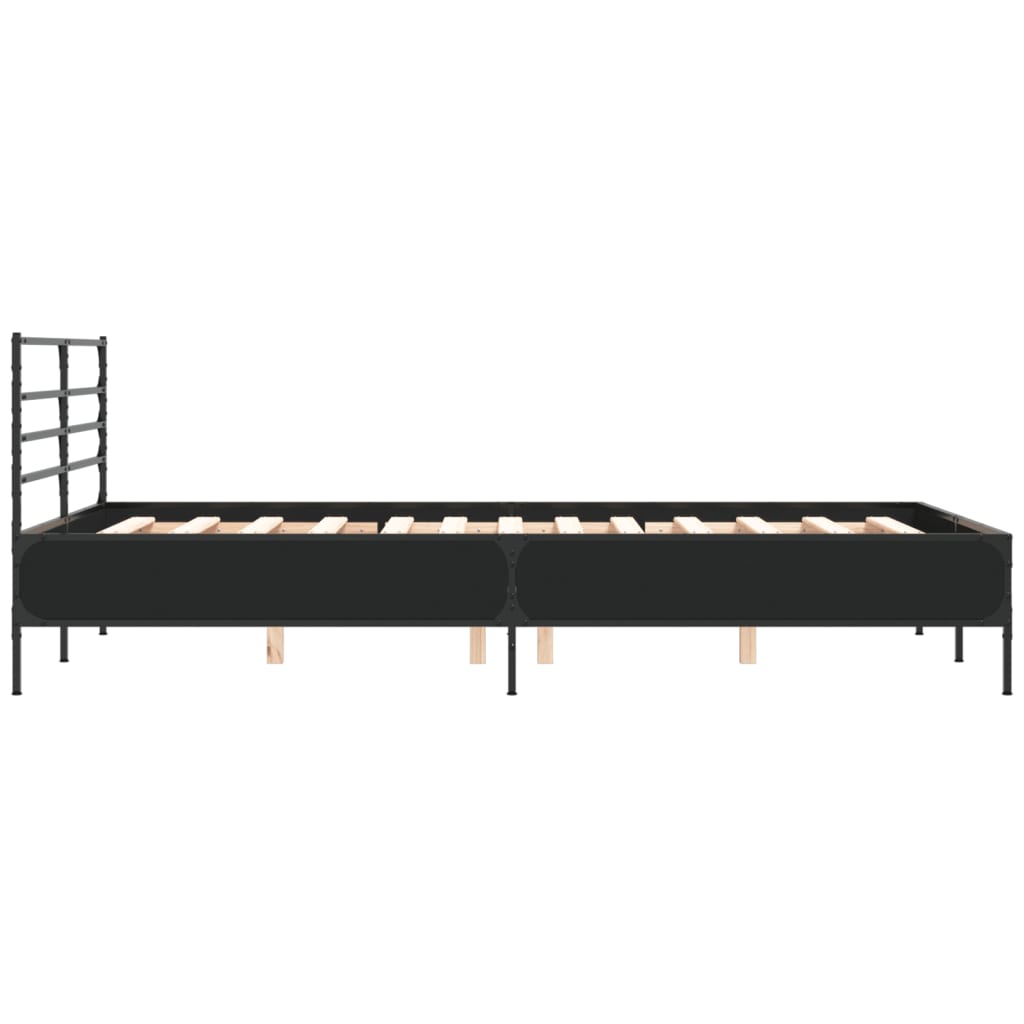 Sengeramme svart 140x200 cm konstruert tre og metall