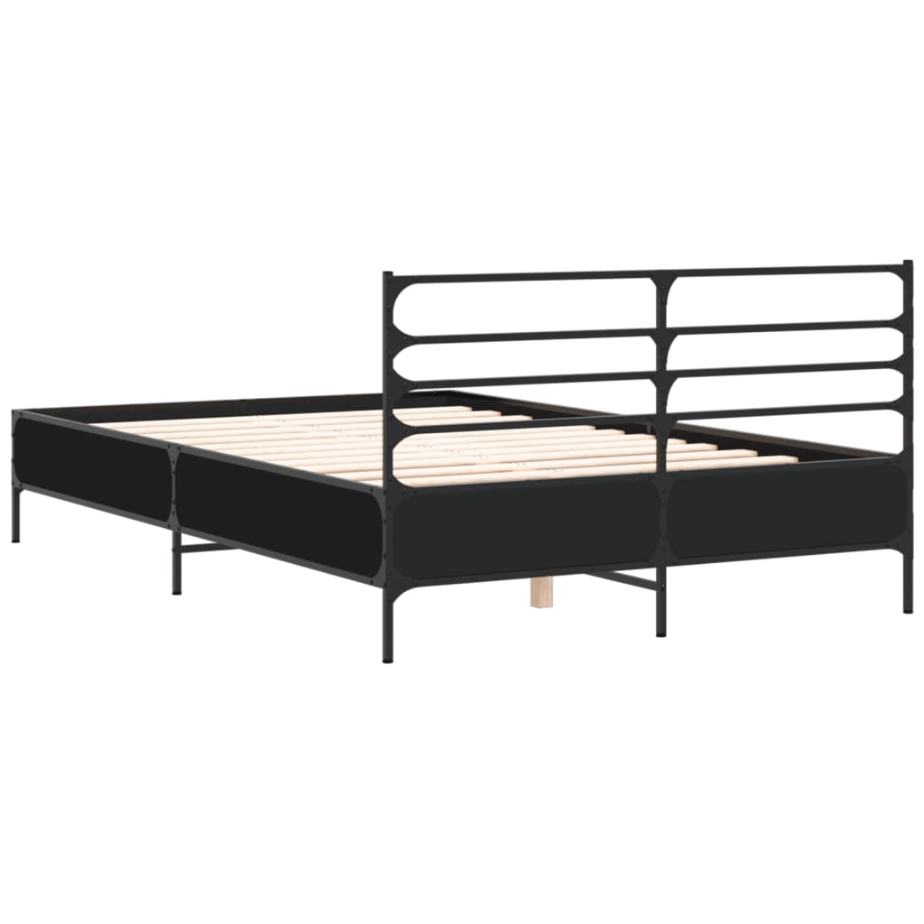 Sengeramme svart 140x200 cm konstruert tre og metall