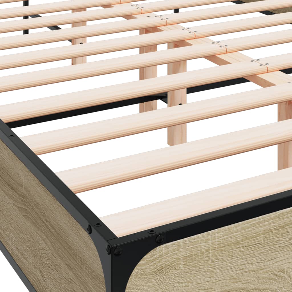 Sengeramme sonoma eik 140x200 cm konstruert tre og metall