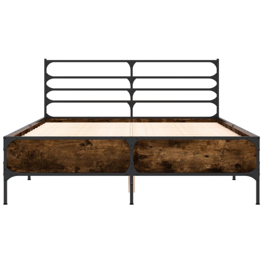 Sengeramme røkt eik 140x200 cm konstruert tre og metall