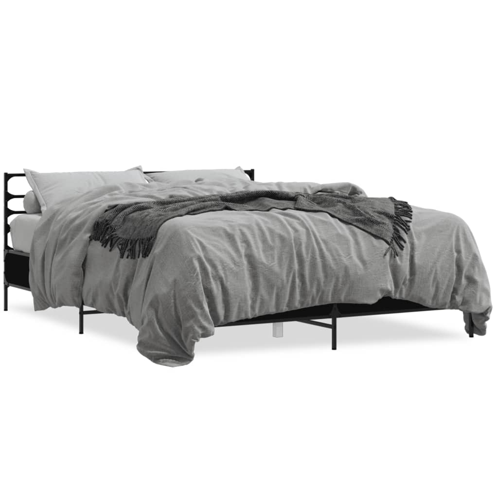 Sengeramme svart 150x200 cm konstruert tre og metall