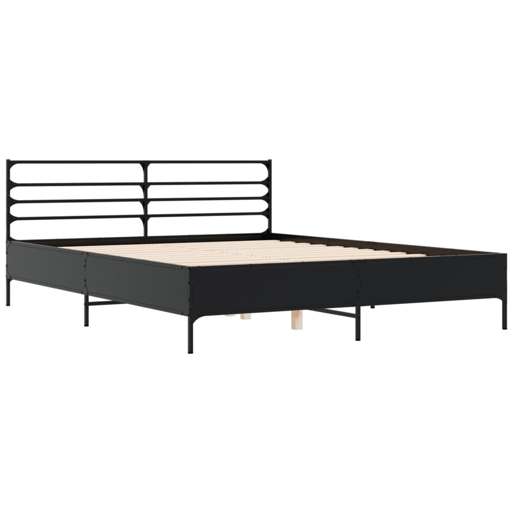 Sengeramme svart 150x200 cm konstruert tre og metall