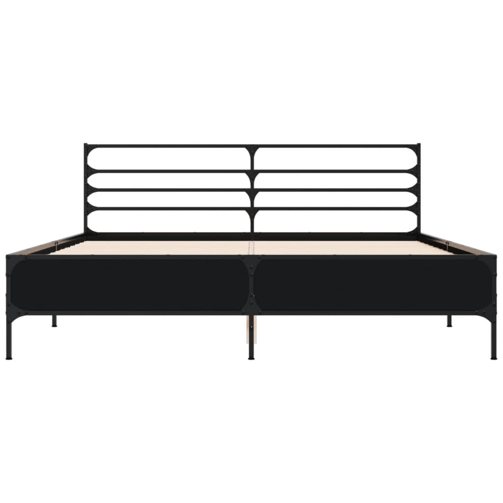 Sengeramme svart 150x200 cm konstruert tre og metall