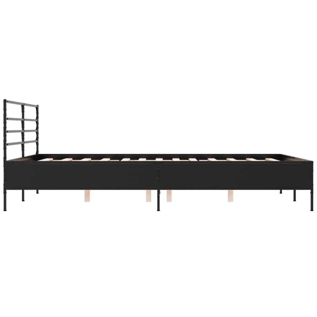 Sengeramme svart 150x200 cm konstruert tre og metall