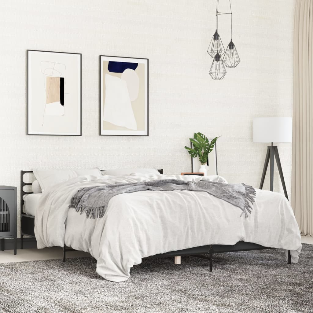Sengeramme svart 150x200 cm konstruert tre og metall