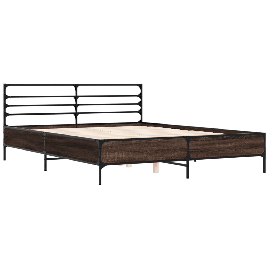 Sengeramme røkt eik 150x200 cm konstruert tre og metall