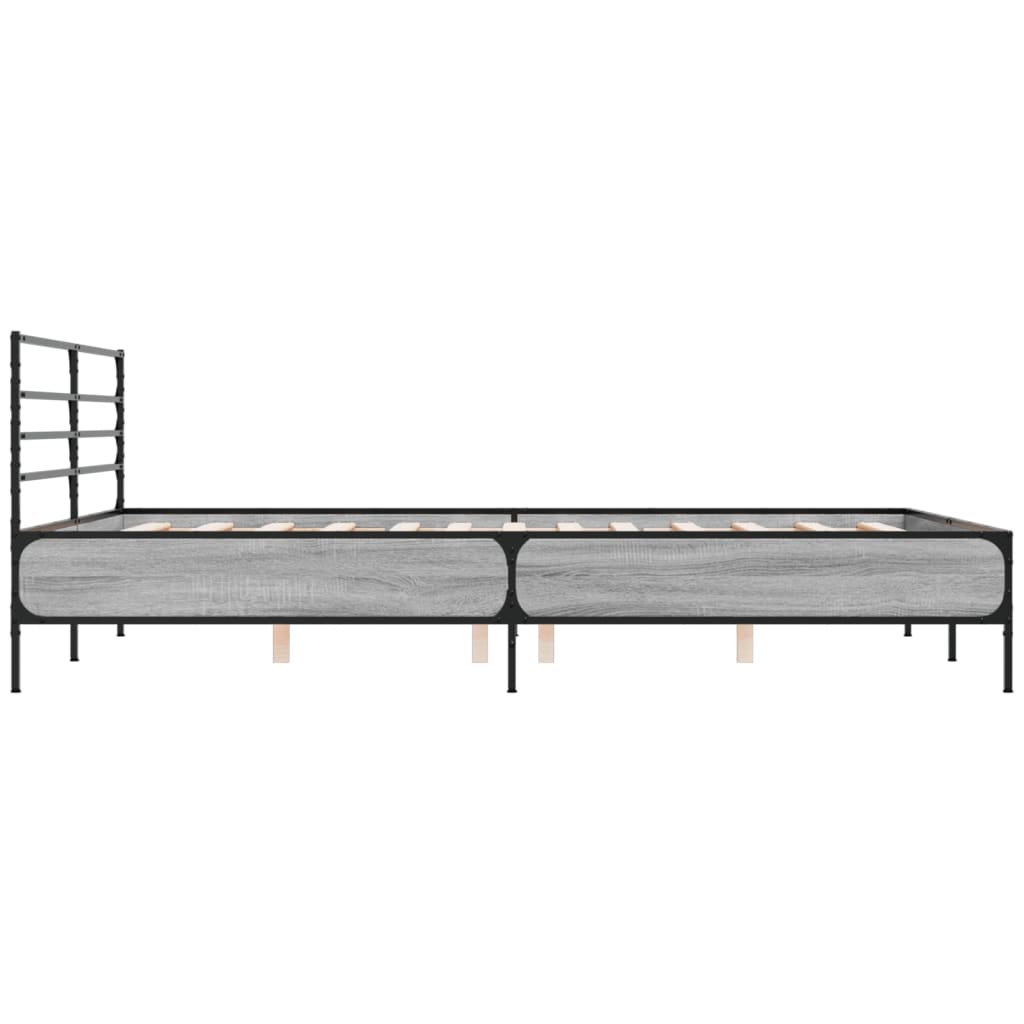 Sengeramme grå sonoma 150x200 cm konstruert tre og metall