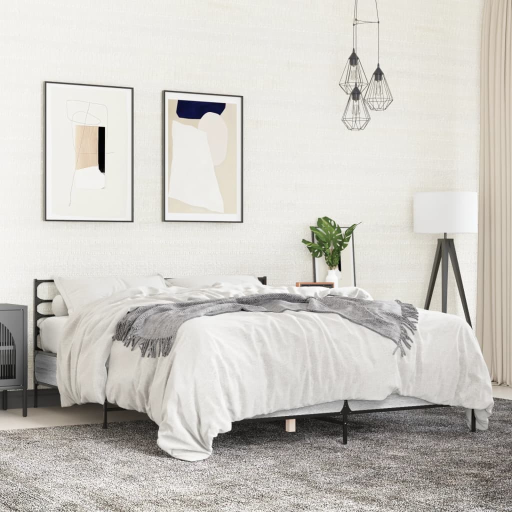 Sengeramme grå sonoma 150x200 cm konstruert tre og metall