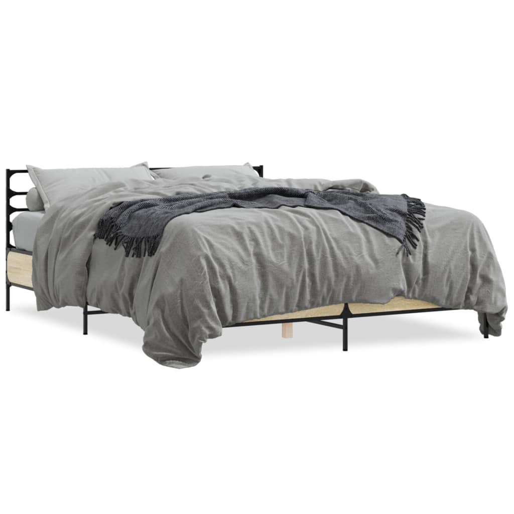 Sengeramme sonoma eik 160x200 cm konstruert tre og metall