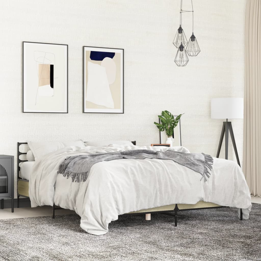 Sengeramme sonoma eik 160x200 cm konstruert tre og metall