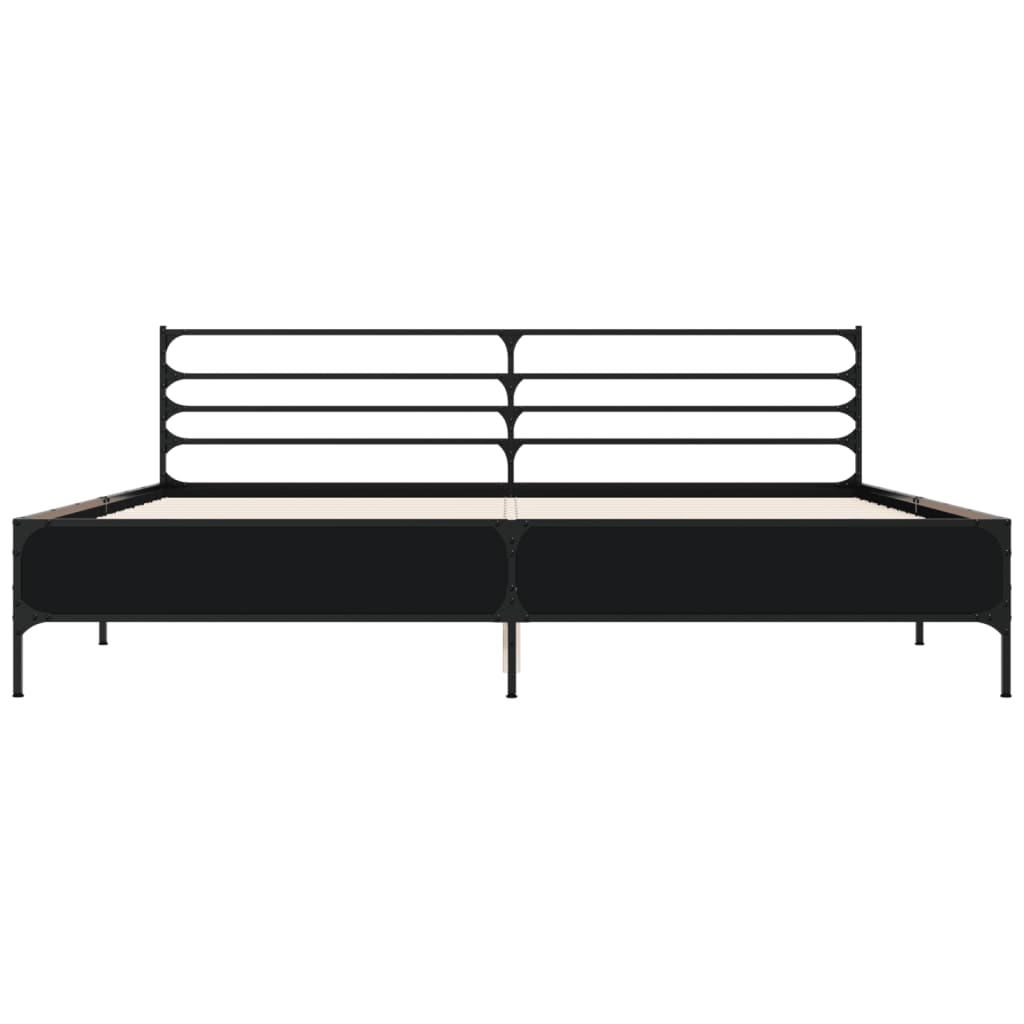 Sengeramme svart 180x200 cm konstruert tre og metall