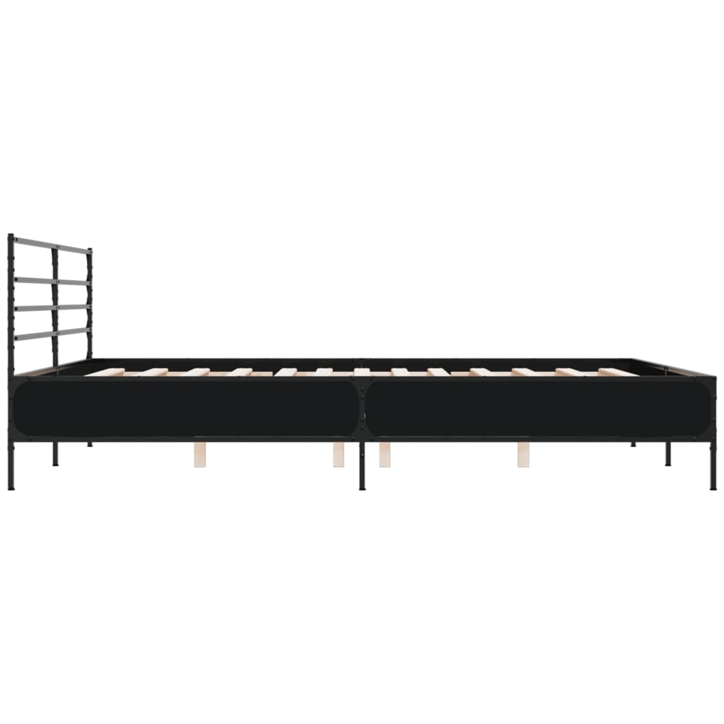 Sengeramme svart 180x200 cm konstruert tre og metall