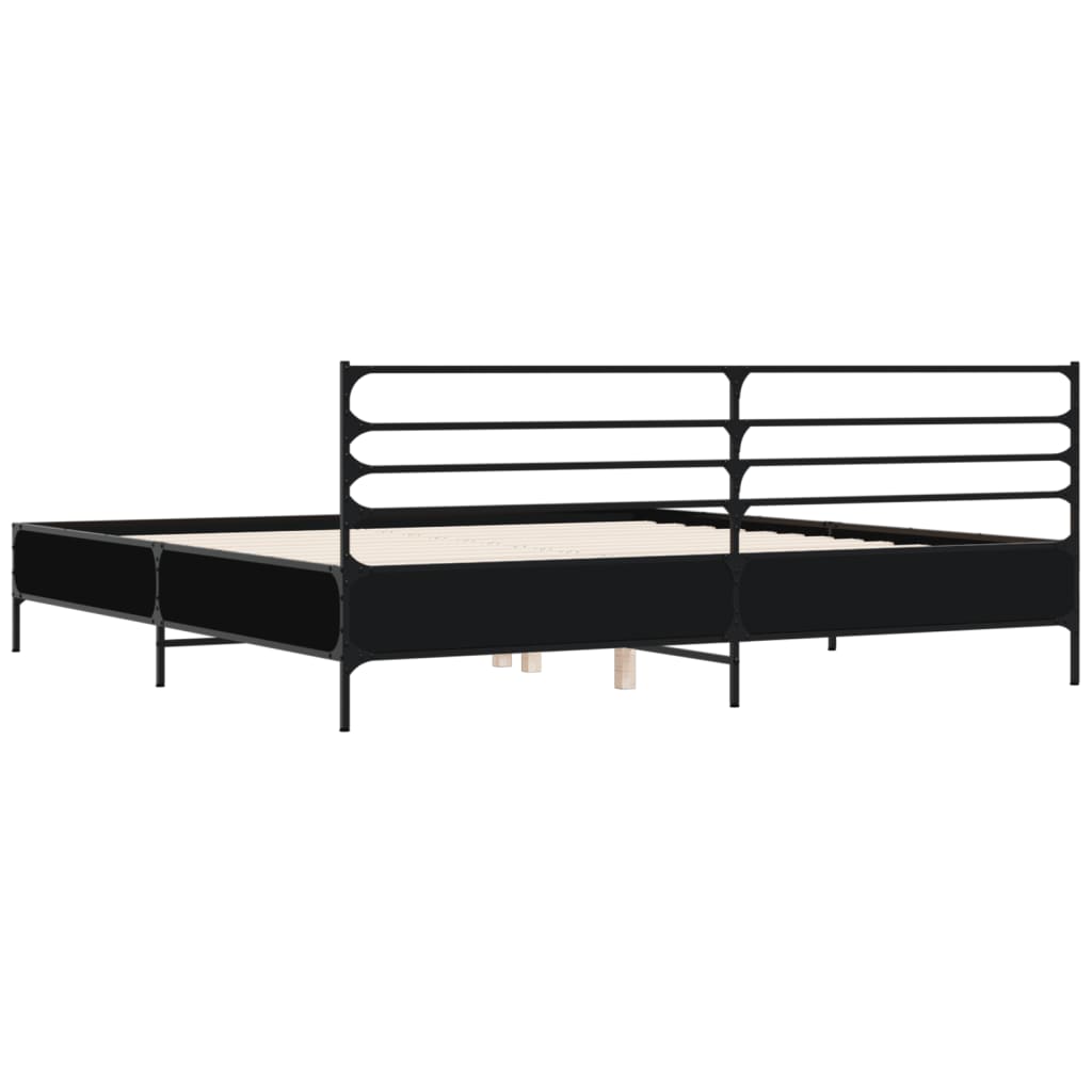 Sengeramme svart 180x200 cm konstruert tre og metall