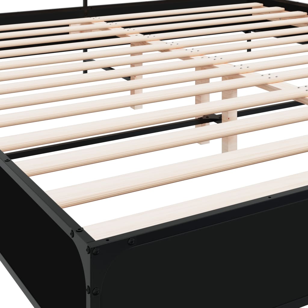 Sengeramme svart 180x200 cm konstruert tre og metall