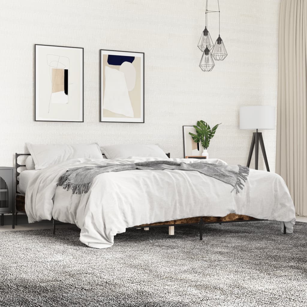 Sengeramme røkt eik 180x200 cm konstruert tre og metall