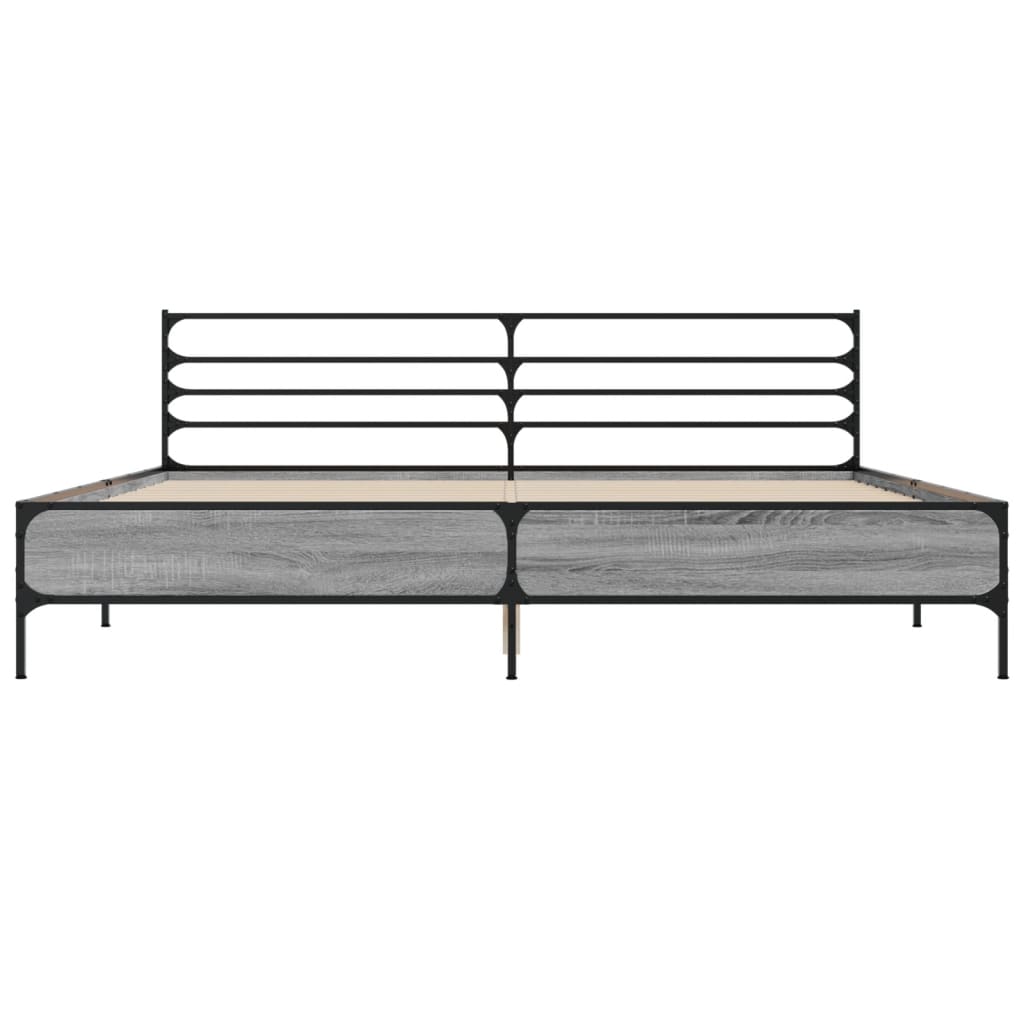 Sengeramme grå sonoma 180x200 cm konstruert tre og metall
