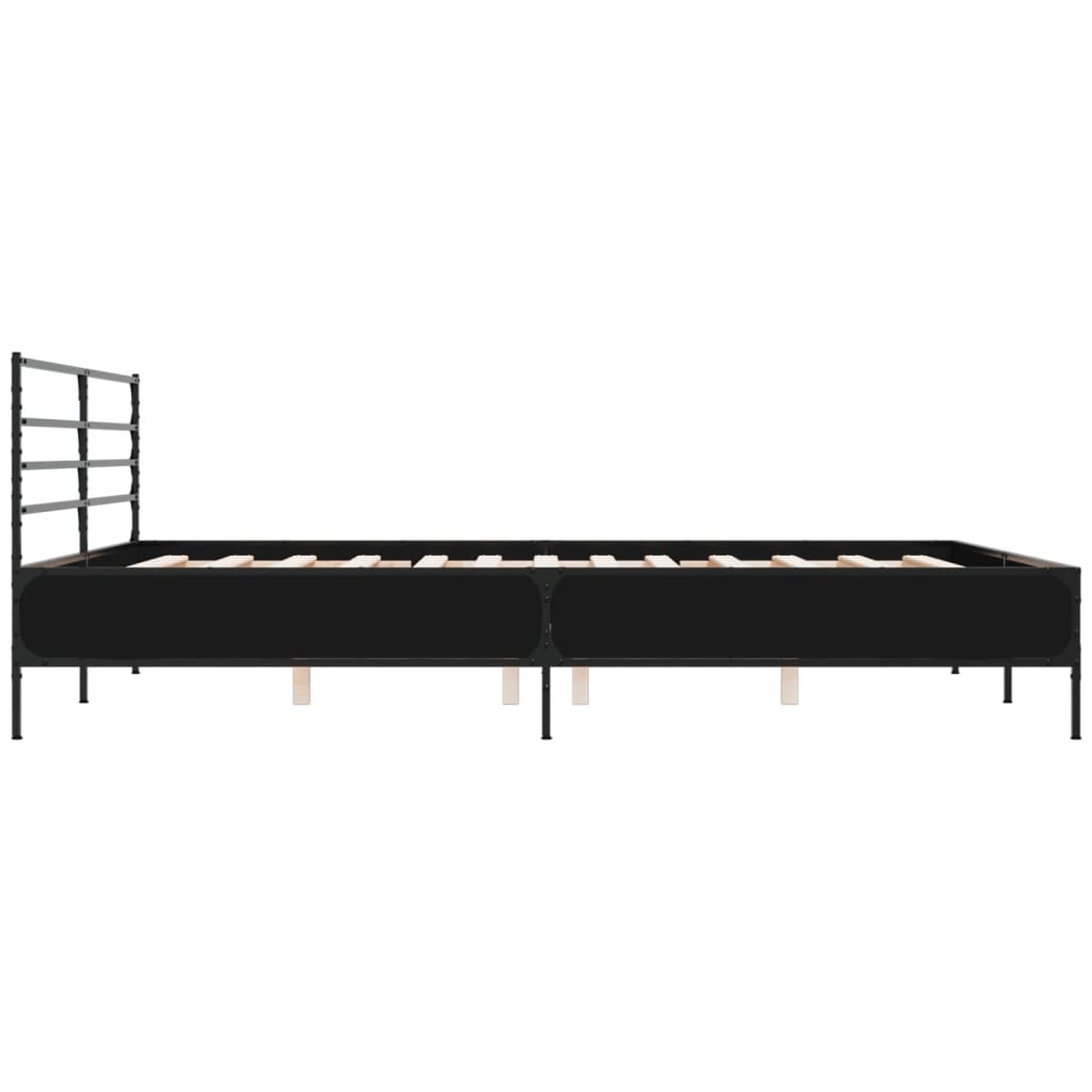 Sengeramme svart 200x200 cm konstruert tre og metall