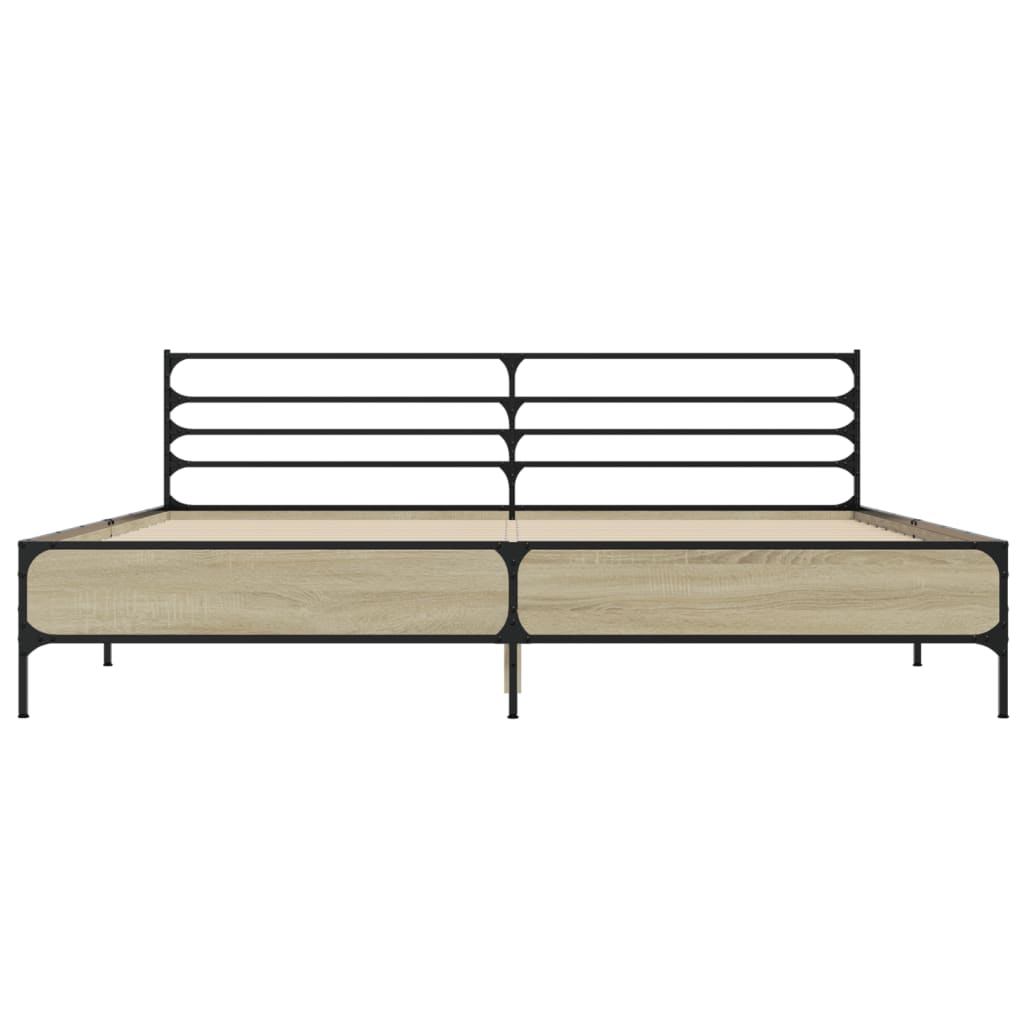 Sengeramme sonoma eik 200x200 cm konstruert tre og metall