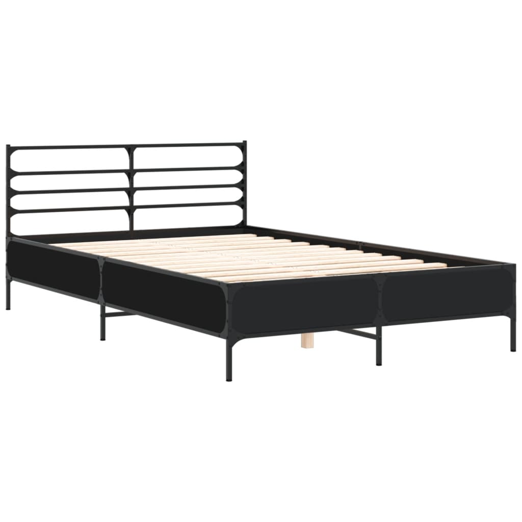 Sengeramme svart 120x190 cm konstruert tre og metall