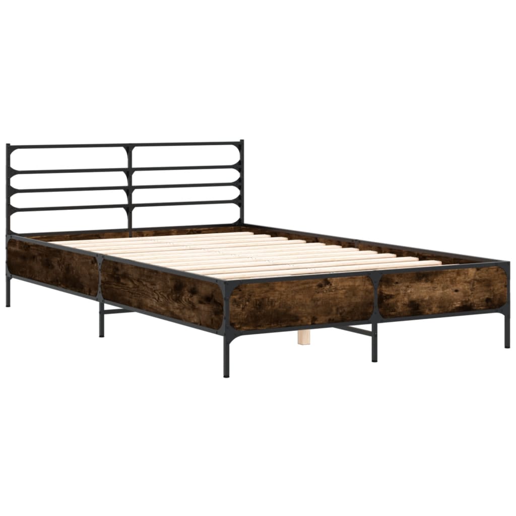 Sengeramme røkt eik 120x190 cm konstruert tre og metall