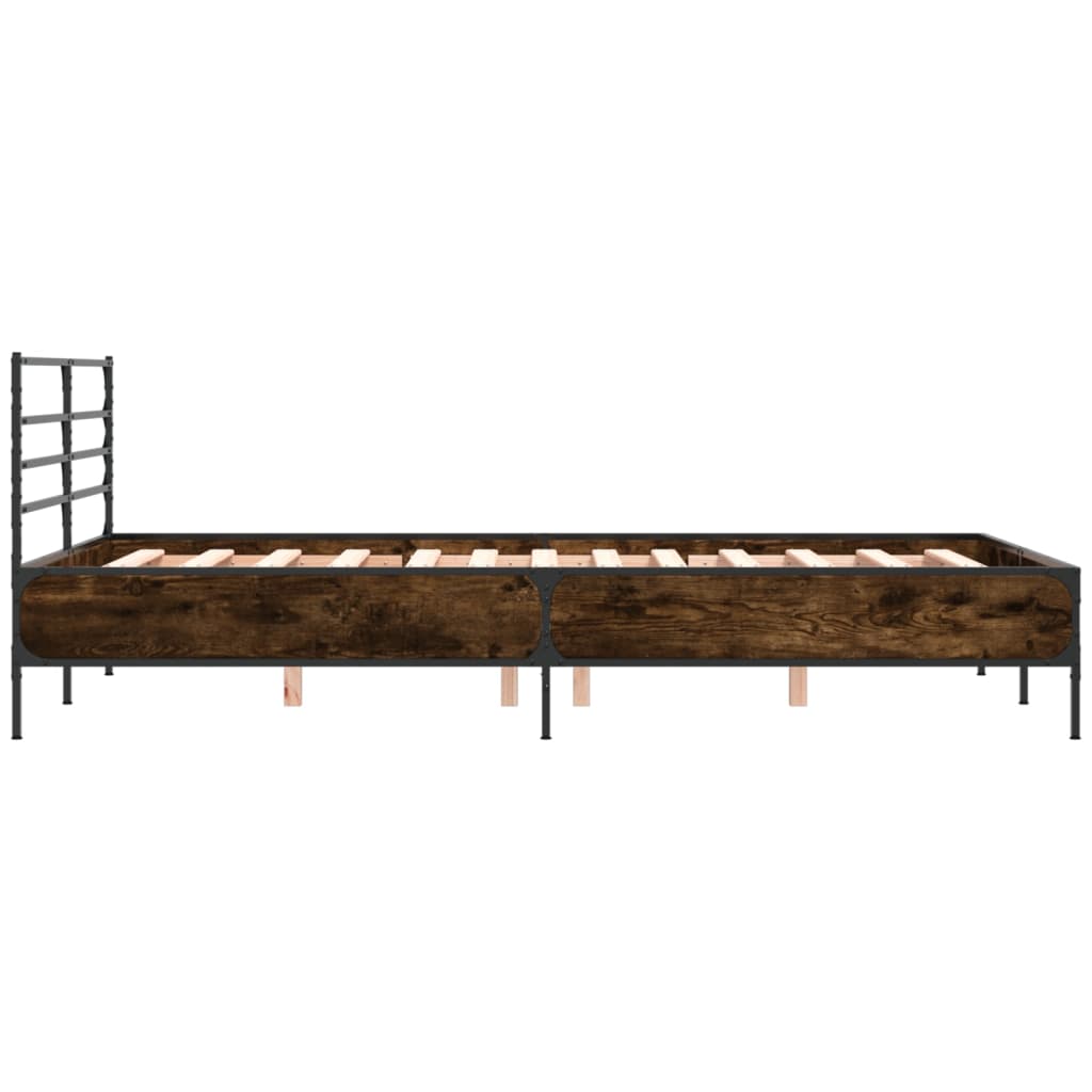 Sengeramme røkt eik 120x190 cm konstruert tre og metall