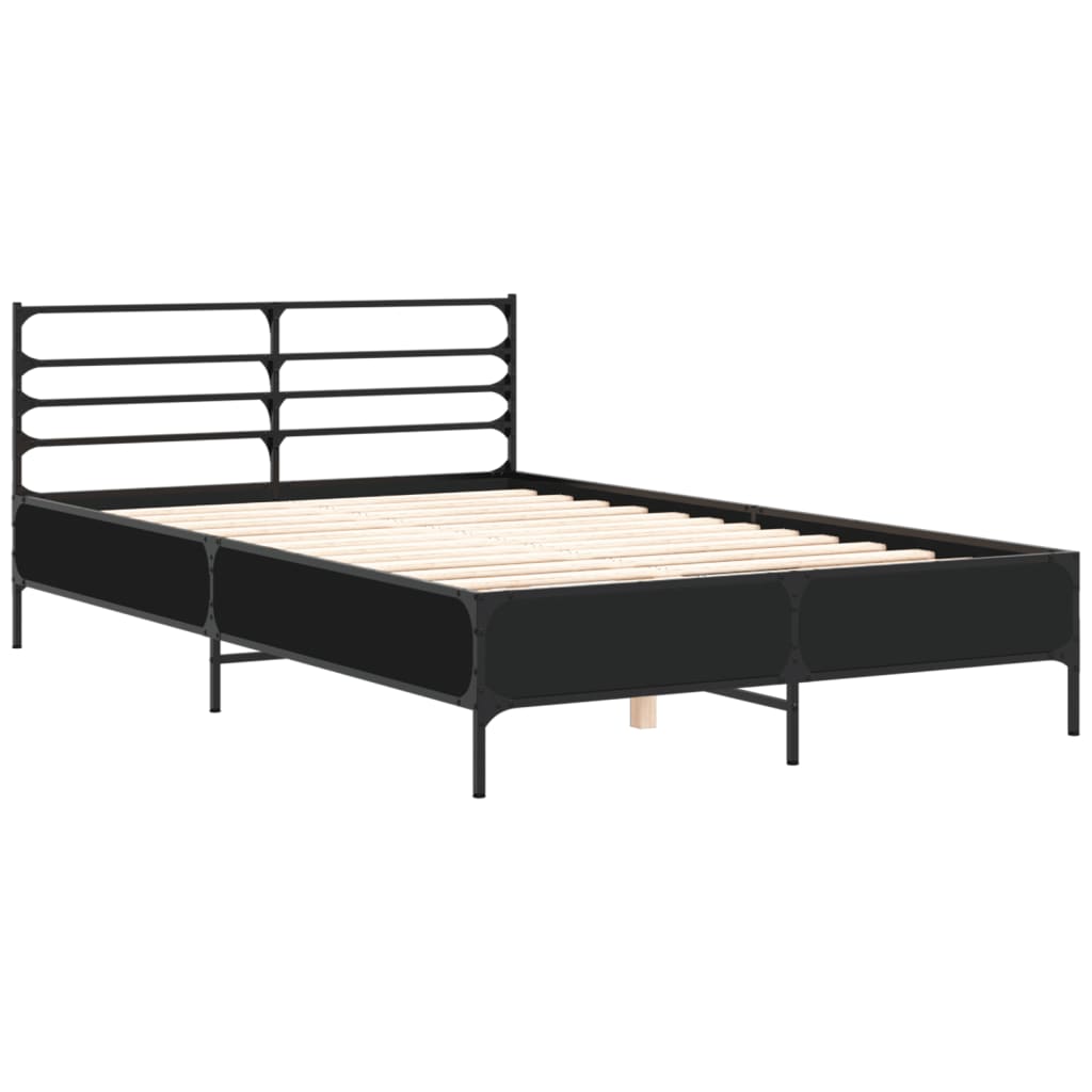 Sengeramme svart 135x190 cm konstruert tre og metall