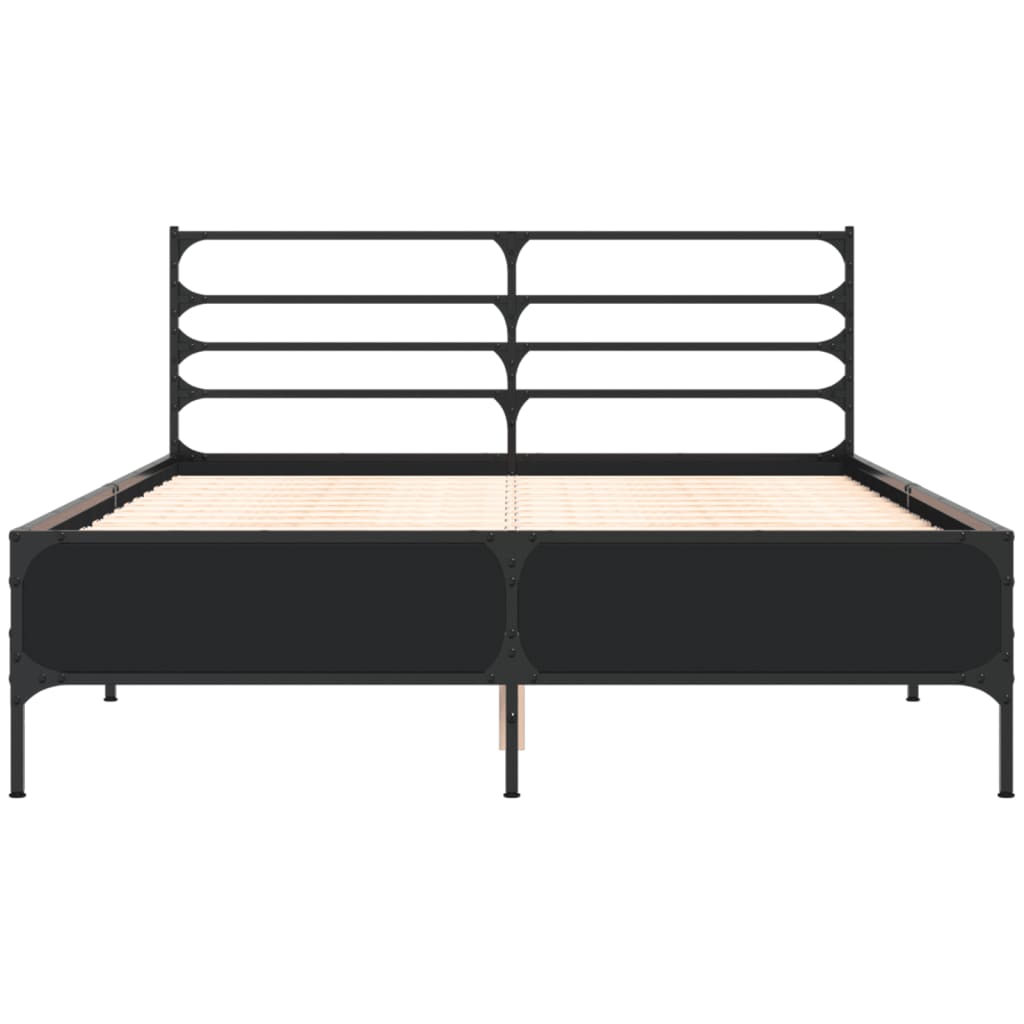 Sengeramme svart 135x190 cm konstruert tre og metall