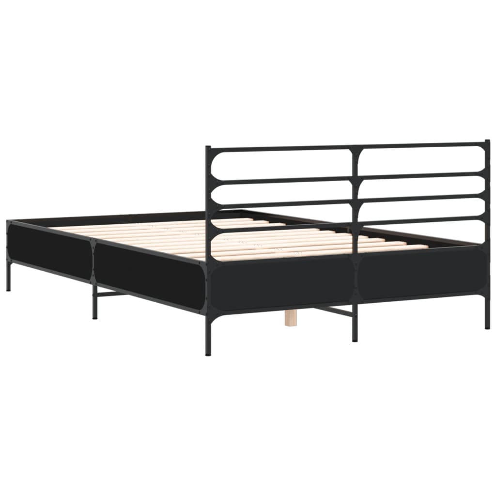Sengeramme svart 135x190 cm konstruert tre og metall