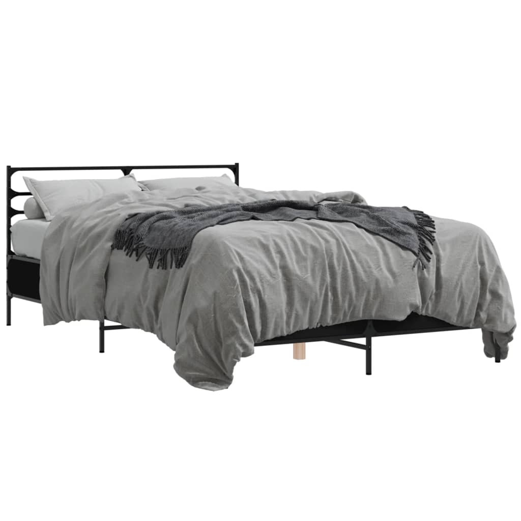 Sengeramme svart 140x190 cm konstruert tre og metall