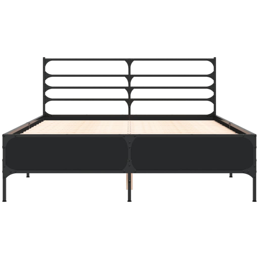 Sengeramme svart 140x190 cm konstruert tre og metall