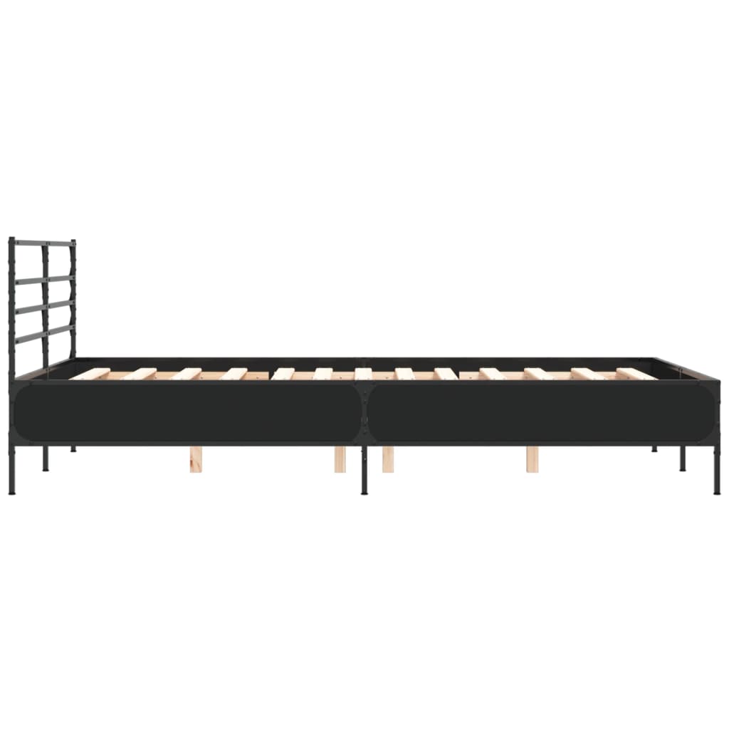 Sengeramme svart 140x190 cm konstruert tre og metall