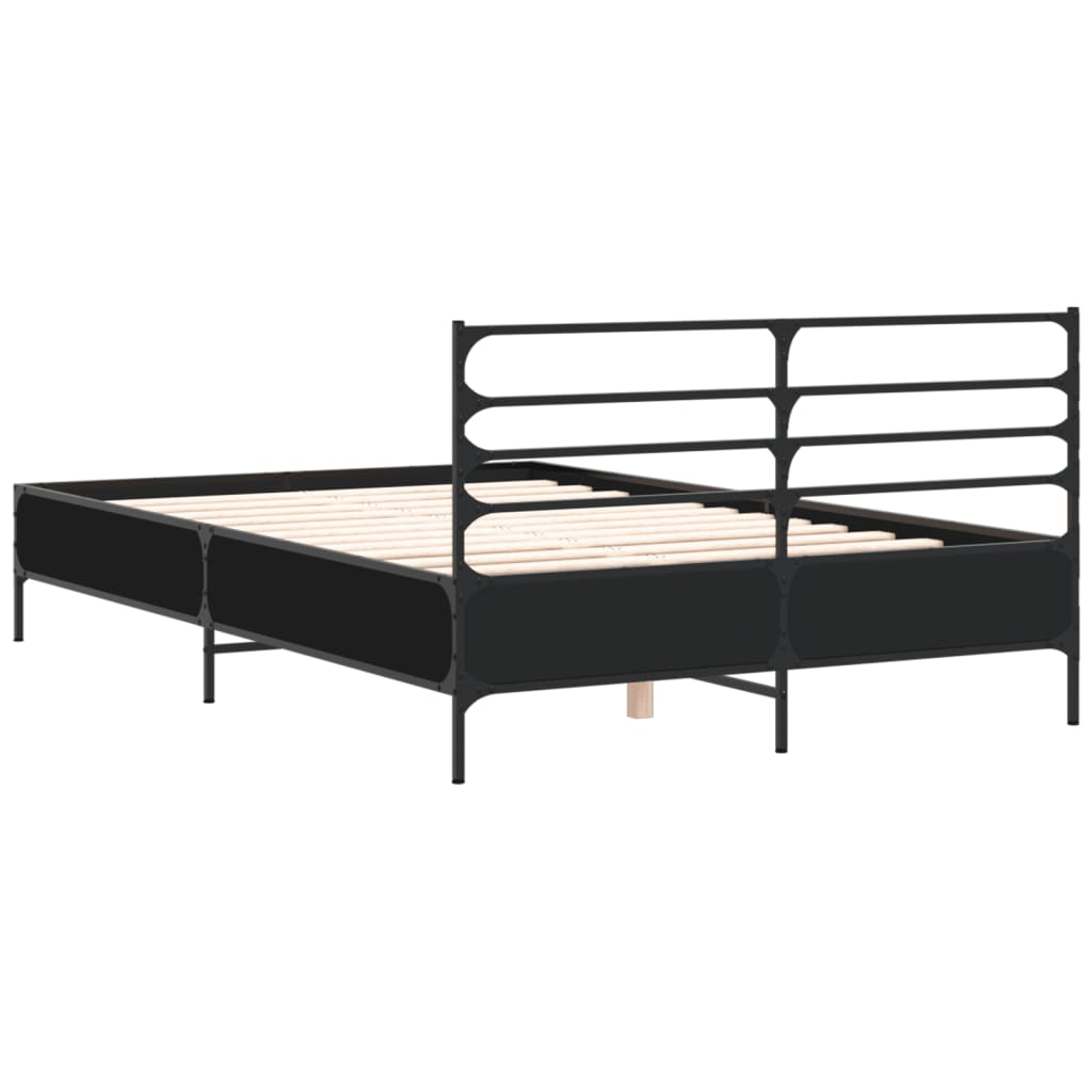 Sengeramme svart 140x190 cm konstruert tre og metall