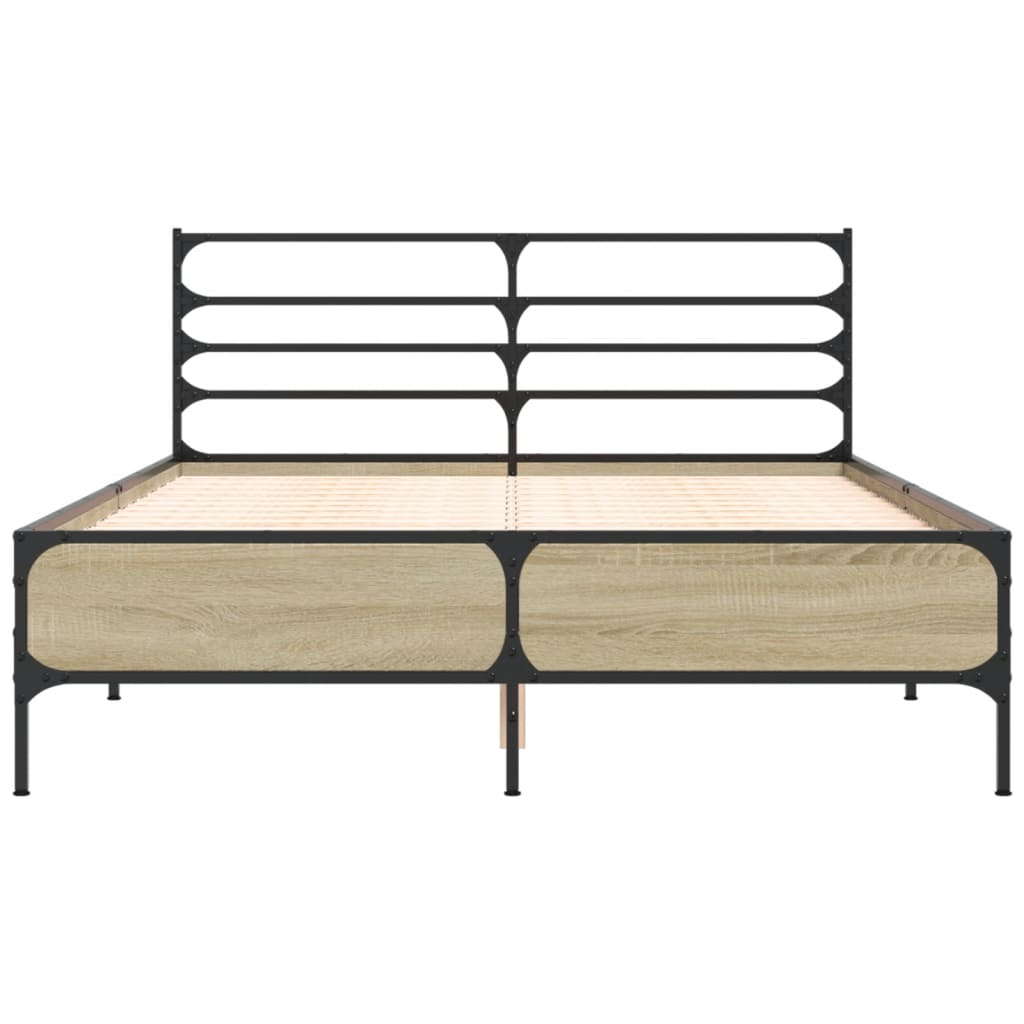Sengeramme sonoma eik 140x190 cm konstruert tre og metall