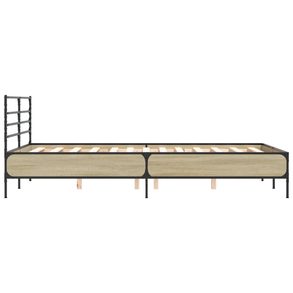 Sengeramme sonoma eik 140x190 cm konstruert tre og metall