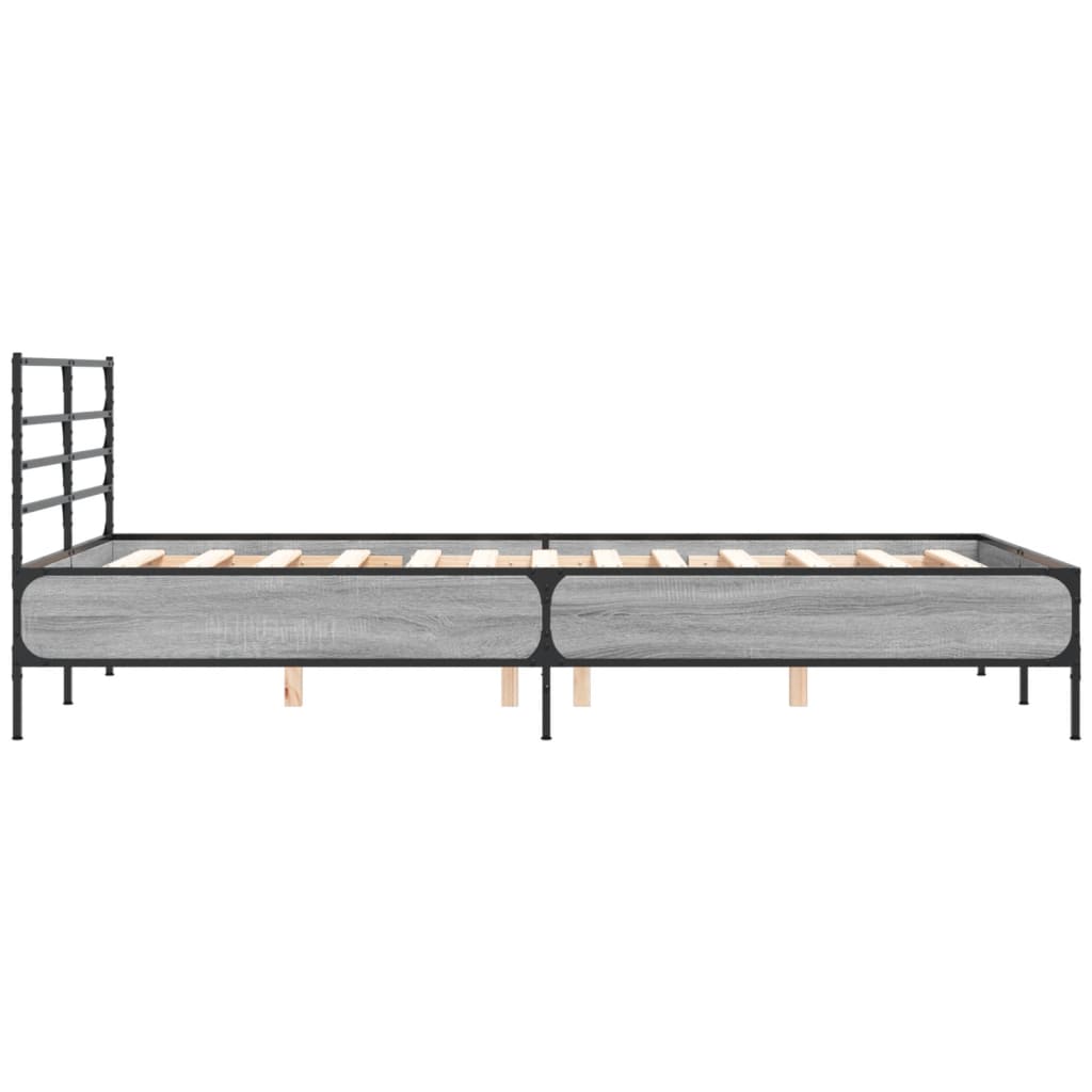 Sengeramme grå sonoma 140x190 cm konstruert tre og metall