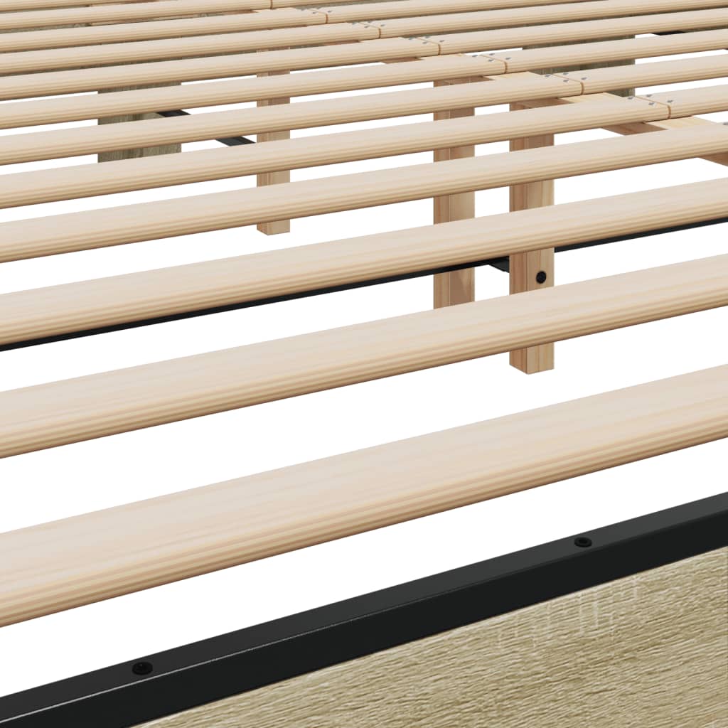 Sengeramme sonoma eik 200x200 cm konstruert tre og metall
