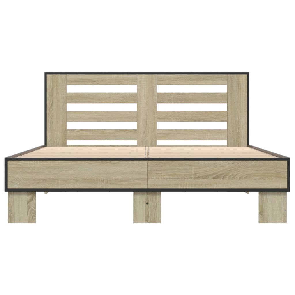 Sengeramme sonoma eik 140x200 cm konstruert tre og metall