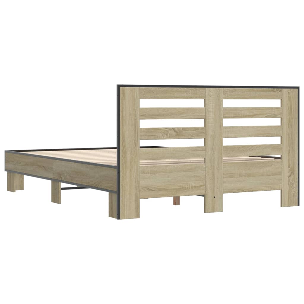 Sengeramme sonoma eik 120x200 cm konstruert tre og metall
