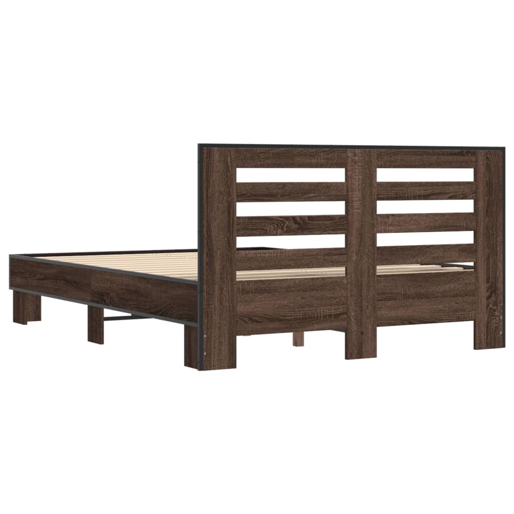 Sengeramme brun eik 120x200 cm konstruert tre og metall