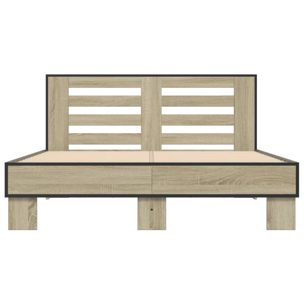 Sengeramme sonoma eik 140x190 cm konstruert tre og metall