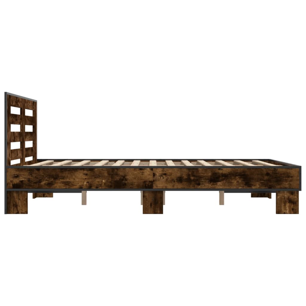 Sengeramme røkt eik 135x190 cm konstruert tre og metall