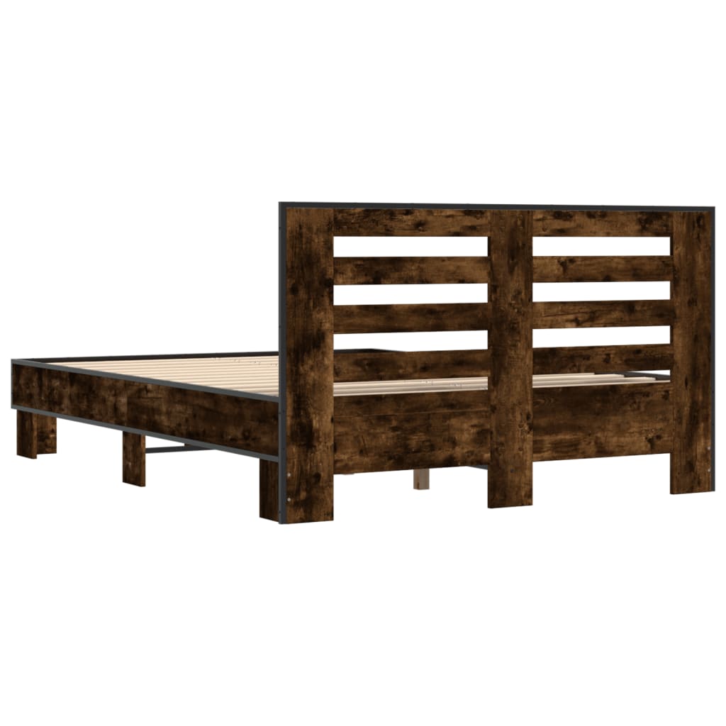 Sengeramme røkt eik 135x190 cm konstruert tre og metall